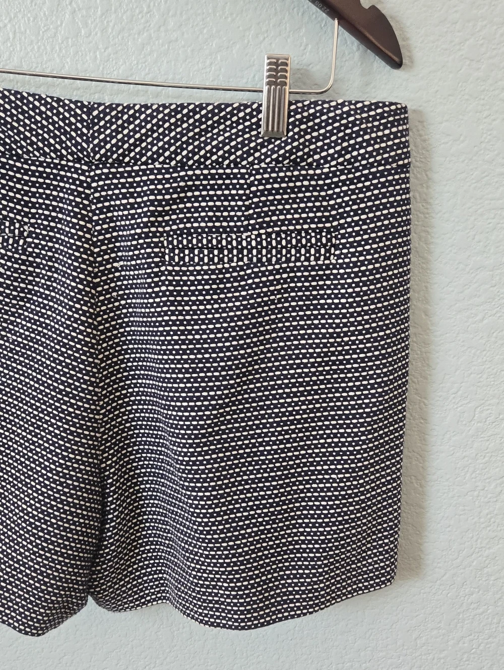 Sandro Paris Tweed Tailored Shorts Textured Deep Navy Sz 14 Winter Chic
